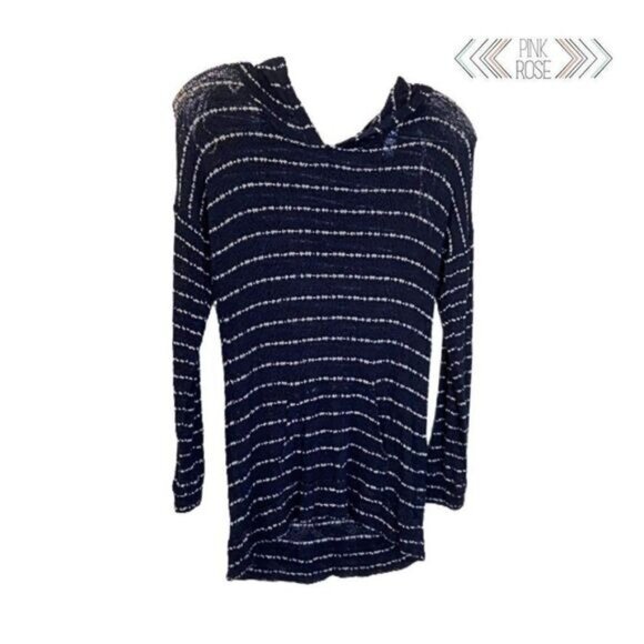 Pink‎ Rose Striped Hoodies for Women Long Sleeve Knit Sweaters Pullover Sweater - Picture 1 of 6